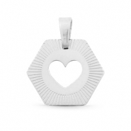 Colgantes Acero Inox hex&aacute;gon heart Mix&Match Plata