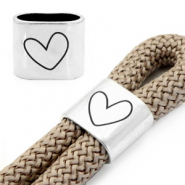 Correderas metálica DQ "HEART" Plata vieja (sin níquel)