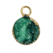 Colgantes de piedras naturales 10mm Verde ed&eacute;n-dorado