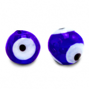 Abalorios de cristal 6 mm ojo turco/nazar Azul cobalto