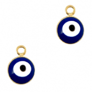 colgantes metálicos Basic Quality 6mm ojo turco/nazar Dorado-azul