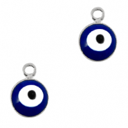 colgantes metálicos Basic Quality 6mm ojo turco/nazar Plateado-azul
