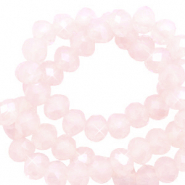 Abalorios faceteados disco 4x3mm Soft pink opal-revestimiento pearl shine