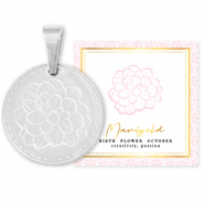 Mix & Match colgantes Acero Inox 15mm Flor de nacimiento Octubre-Caléndula Plateado