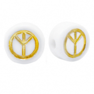 Abalorios letras acrílicas símbolo de la paz Blanco-dorado