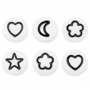 Abalorios letras acrílicas mezcla de iconos Blanco-negro