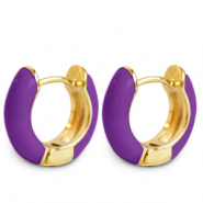 Pendientes Trendy criolla esmalte 15mm Púrpura-dorado
