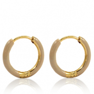 Pendientes Acero Inox criolla esmalte 14mm Nude marr&oacute;n-dorado