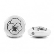 Abalorios metálicos DQ Flor de nacimiento Febrero-Violeta Plata vieja (sin níquel)