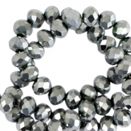 Abalorios faceteados disco 4x3 mm Plateado-revestimiento pearl shine