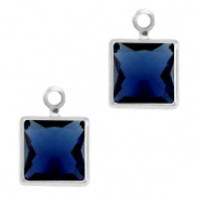 Colgantes de cristal cuadrado Azul royal-plateado