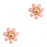 Abalorios Miyuki flor 8mm Rosa salm&oacute;n-dorado