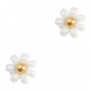 Abalorios Miyuki flor 8mm Blanco-dorado
