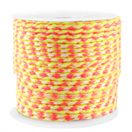 Cord&oacute;n trenzado trendy 2mm Amarillo n&eacute;on-rosa
