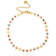 Pulseras tobillera Acero Inox eslabón esmalte Dorado-multicolor