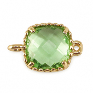 Entrepieza de cristal cuadrado Verde manzana-dorado