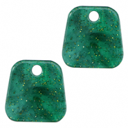 Colgantes de resina trapecio glitter Multicolor verde