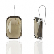 Pendientes de Cristal rectángulo Marrón-plateado