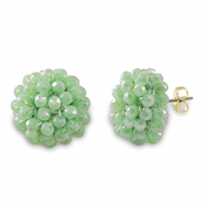 Pendientes faceteados con anilla Verde claro