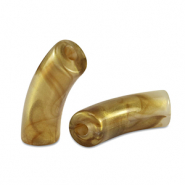 Abalorios acr&iacute;licos tubo brillante Marr&oacute;n dorado