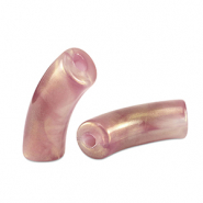 Abalorios acr&iacute;licos tubo brillante Rosa vintage dorado