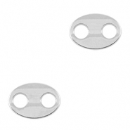 Colgantes met&aacute;licos DQ entrepieza &oacute;valo Plata vieja (sin n&iacute;quel)