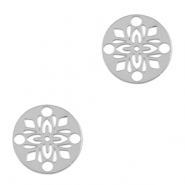 Colgantes Acero Inox entrepieza bohemios 14mm Plateado