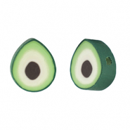 Abalorios de pol&iacute;meros aguacate verde-blanco