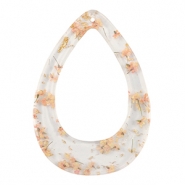 Colgantes de resina con flores secas gota Dorado-rosa claro