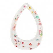 Colgantes de resina con flores secas gota Dorado-multicolor