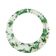 Colgantes de resina con flores secas 39mm Verde-dorado