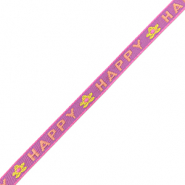 Cinta con texto "happy" Lila puro-rosa coral