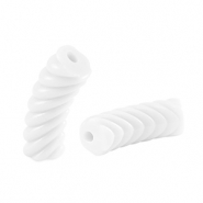 Abalorios acr&iacute;licos tubo espiral Blanco