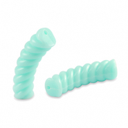 Abalorios acr&iacute;licos tubo espiral Azul turqueza delicado