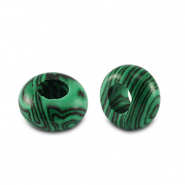 Piedras naturales rondeles 14mm Verde-negro