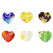 Abalorios Millefiori corazón flor Multicolor