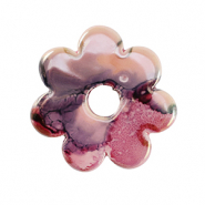 Abalorios de cerámica griega DQ flor Rosa-negro