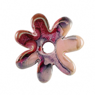 Abalorios de cer&aacute;mica griega DQ flor Rosa-negro