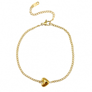 Pulseras Acero Inox coraz&oacute;n Dorado
