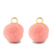 colgantes pomp&oacute;n con anilla 10mm Dorado-rosa