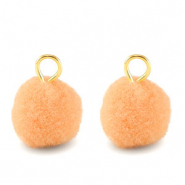 colgantes pomp&oacute;n con anilla 10mm Dorado-naranja salm&oacute;n