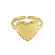 Anillos Acero Inox corazón Dorado