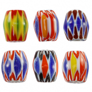 Abalorios Millefiori tubo Multicolor amarillo-azul