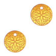 Colgantes llamativos flor 16mm Amarillo metálico