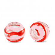 Abalorios de cristal pintados a mano 14mm Transparente-rojo rosa