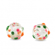 Abalorios de cristal pintados a mano 8mm Transparente-verde naranja