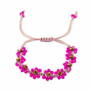 Pulsera con abalorios faceteados flor Fucsia-marr&oacute;n topacio