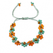 Pulsera tobillera con abalorios faceteados flor Naranja-azul océano