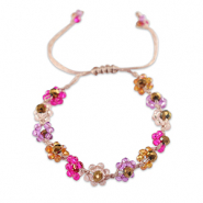 Pulsera tobillera con abalorios faceteados flor Multicolor-marrón topacio