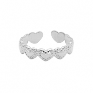 Anillos Acero Inox corazón Plateado